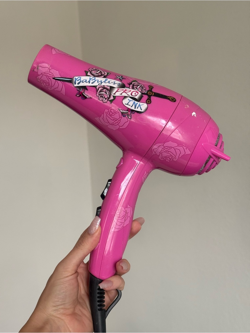 BaBylissPRO Ink Ed Hardy Hot Pink Hair Dryer
